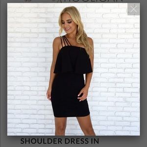 Navy off the shoulder dress from Dainty Hooligan
